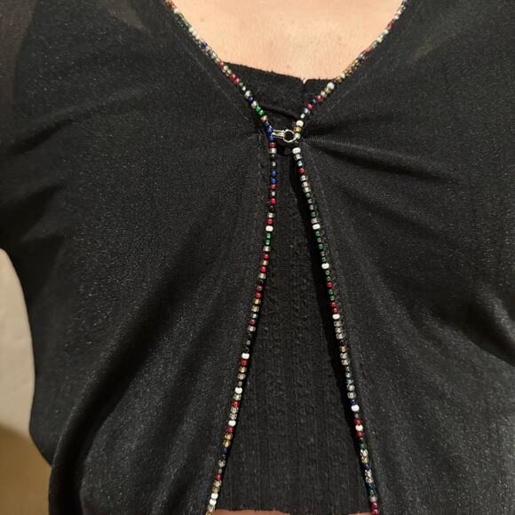 Vintage Y2K Whimsigoth Fairy Grunge Sheer Beaded Clasp-Close Overlay by Malibu - Picture 5 of 14